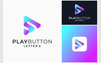 Play Button Letter S Colorful Logo