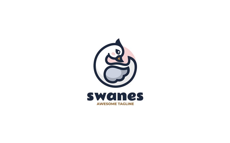 Swan Simple Mascot Logo 5 Logo Template