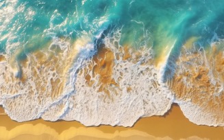 Beach scene waves surf with blue ocean sea island Aereal 023