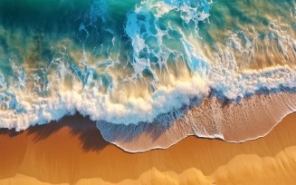 Beach scene waves surf with blue ocean sea island Aereal 024