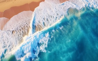 Beach scene waves surf with blue ocean sea island Aereal 026