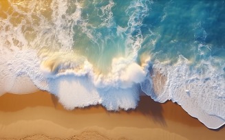Beach scene waves surf with blue ocean sea island Aereal 027