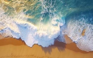 Beach scene waves surf with blue ocean sea island Aereal 029