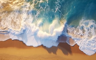 Beach scene waves surf with blue ocean sea island Aereal 032