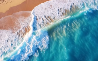 Beach scene waves surf with blue ocean sea island Aereal 033