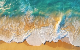 Beach scene waves surf with blue ocean sea island Aereal 036