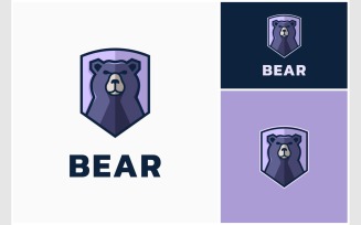 Bear Grizzly Shield Emblem Logo