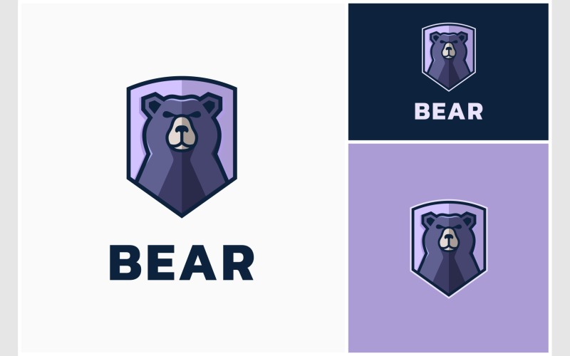 Bear Grizzly Shield Emblem Logo Logo Template