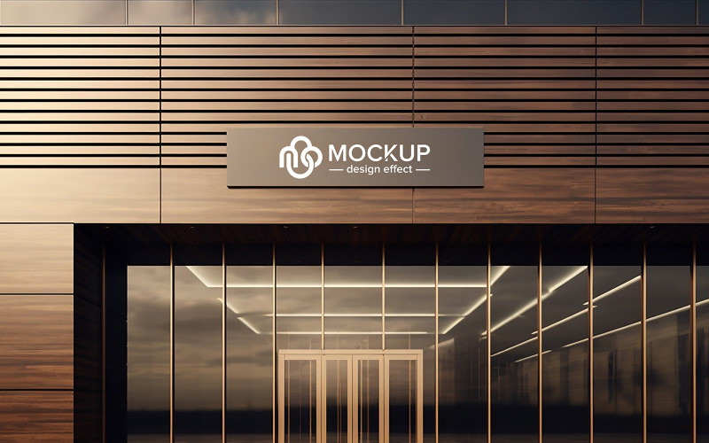 Logo mockup on brown store facade psd Product Mockup