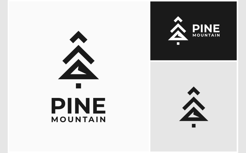 Pine Tree Mountain Adventure Logo Logo Template