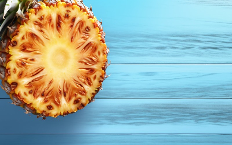 Pineapple on light blue wooden background 003 Illustration