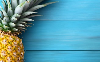 Pineapple on light blue wooden background 005