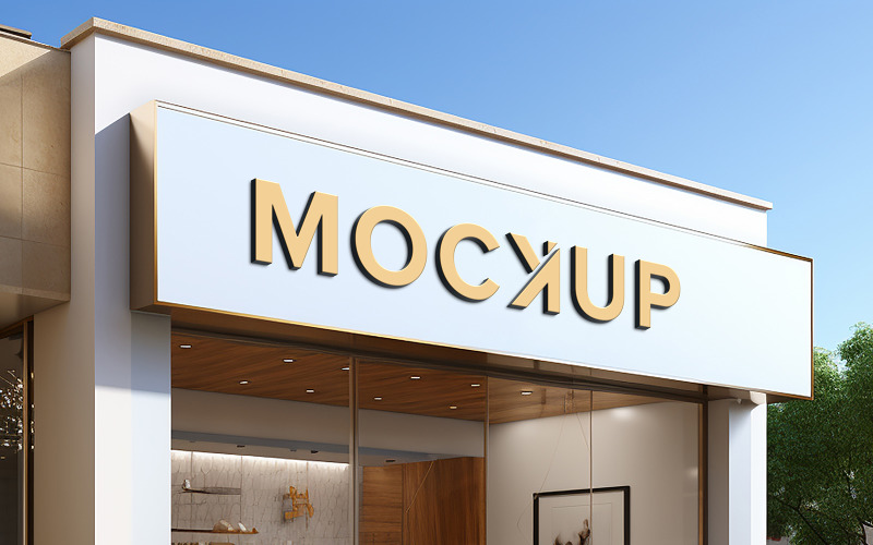 Realistic 3d facade sign brand mockup Product Mockup