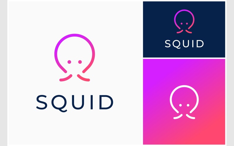 Squid Octopus Simple Logo Logo Template