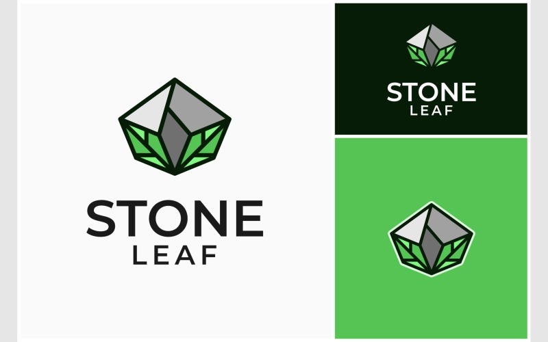 Stone Rock Natural Leaf Logo Logo Template