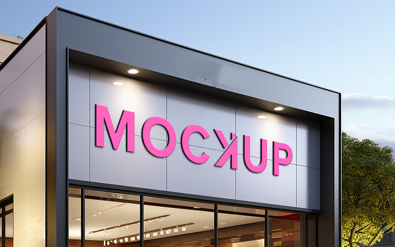 Storefront facade sign logo mockup Product Mockup