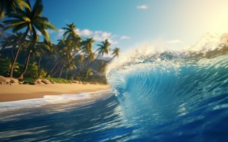 Beach scene waves surf with blue ocean sea island 054