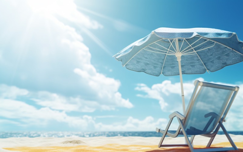Beach summer Outdoor Beach chair with umbrella 065 Illustration