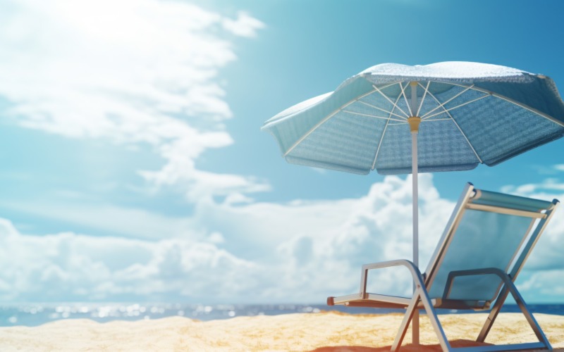 Beach summer Outdoor Beach chair with umbrella 067 Illustration