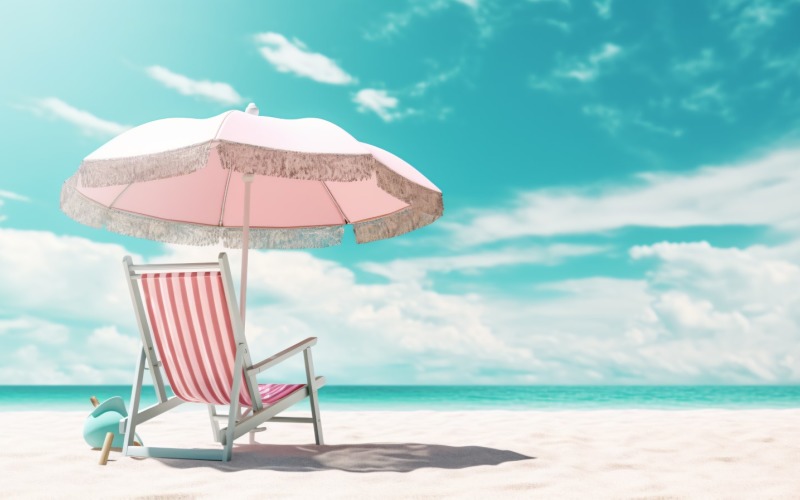 Beach summer Outdoor Beach chair with umbrella 068 Illustration