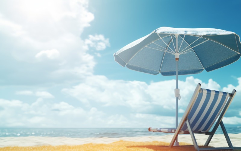 Beach summer Outdoor Beach chair with umbrella 072 Illustration