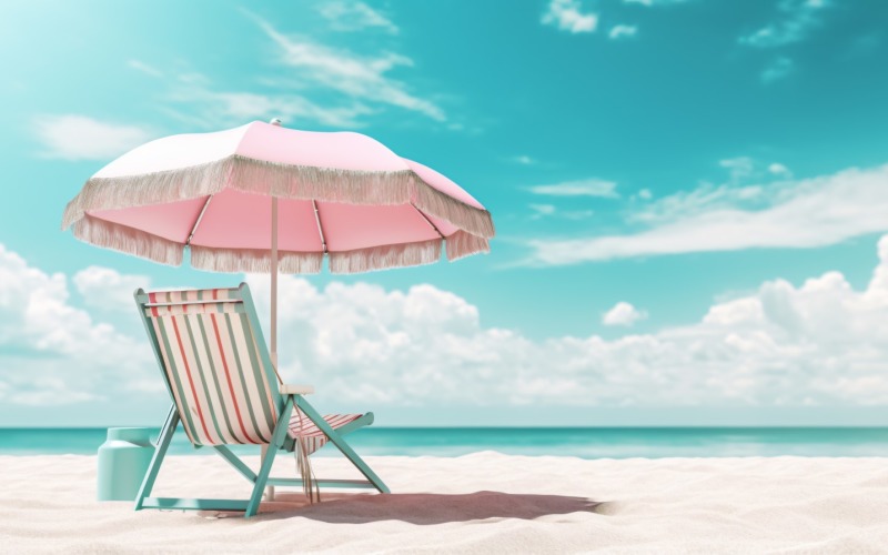 Beach summer Outdoor Beach chair with umbrella 073 Illustration