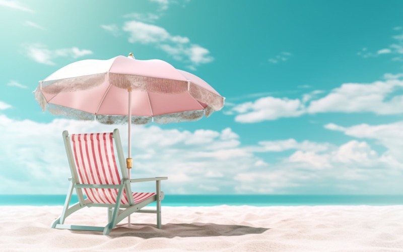Beach summer Outdoor Beach chair with umbrella 074 Illustration