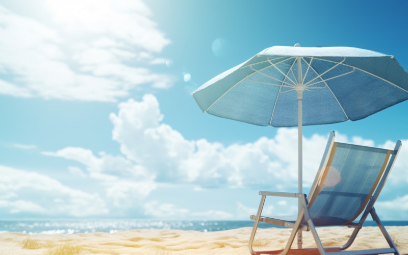 Beach summer Outdoor Beach chair with umbrella 075 Illustration