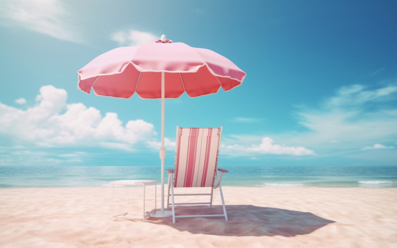Beach summer Outdoor Beach chair with umbrella 076 Illustration