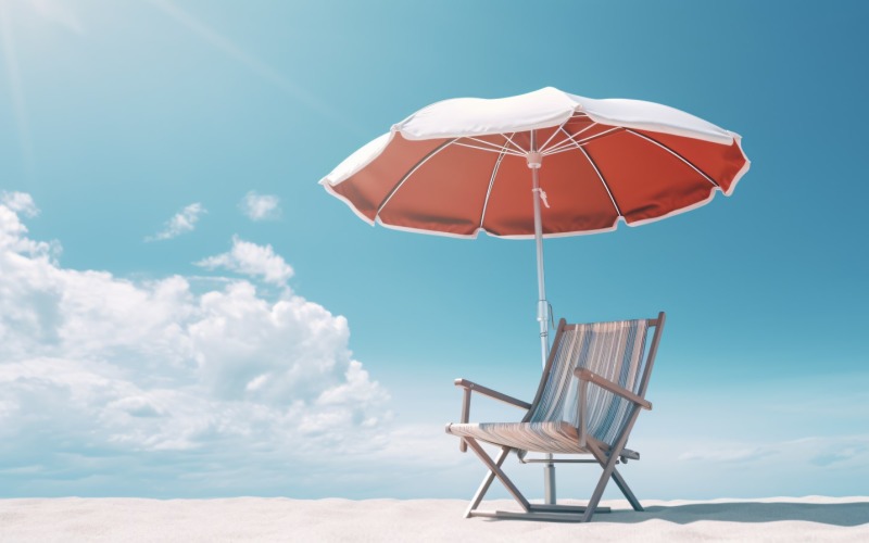Beach summer Outdoor Beach chair with umbrella 077 Illustration