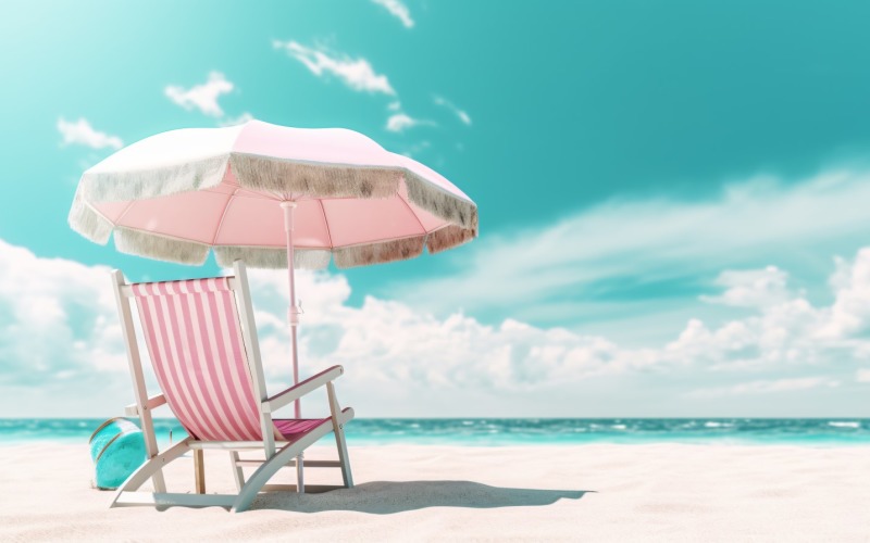 Beach summer Outdoor Beach chair with umbrella 078 Illustration