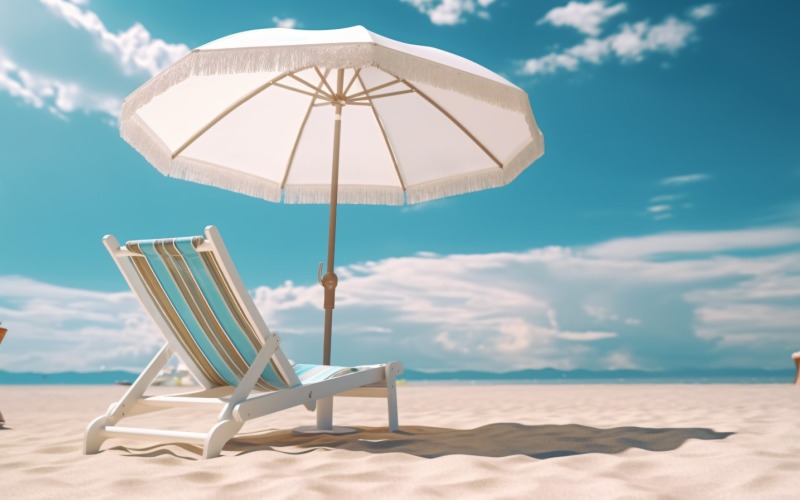 Beach summer Outdoor Beach chair with umbrella 079 Illustration