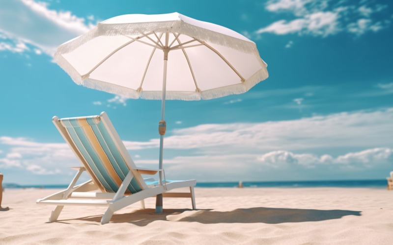 Beach summer Outdoor Beach chair with umbrella 081 Illustration