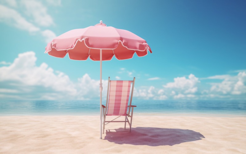 Beach summer Outdoor Beach chair with umbrella 082 Illustration