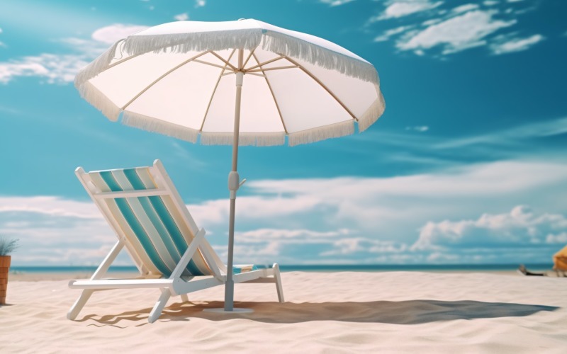 Beach summer Outdoor Beach chair with umbrella 083 Illustration
