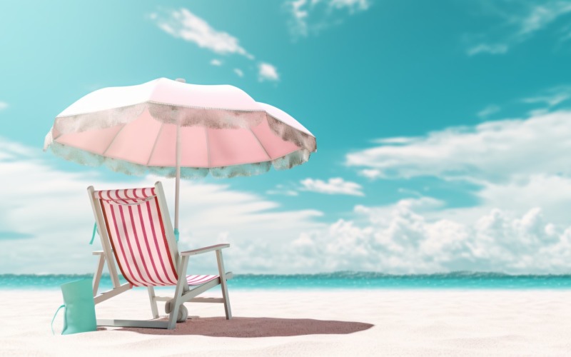Beach summer Outdoor Beach chair with umbrella 087 Illustration