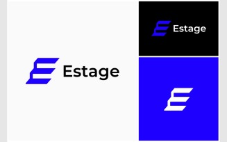 Letter E Initial Stairs Up Logo