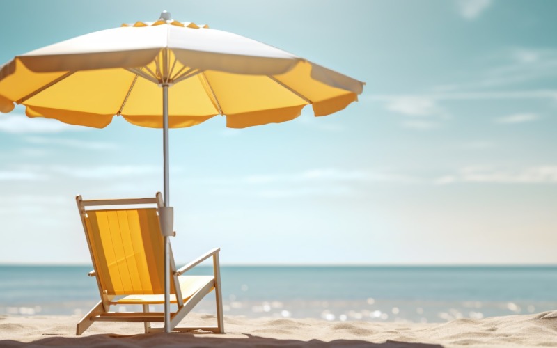 Beach summer Outdoor Beach chair with umbrella sunny day 242 Illustration