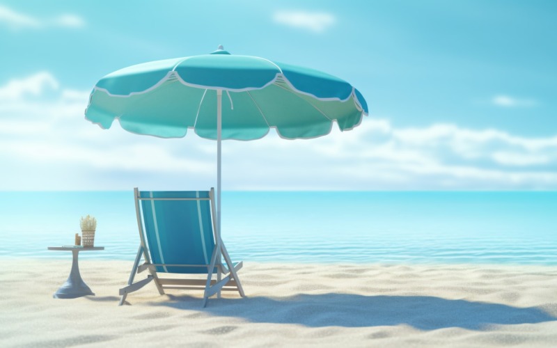 Beach summer Outdoor Beach chair with umbrella sunny day 244 Illustration