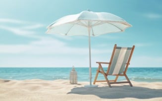 Beach summer Outdoor Beach chair with umbrella sunny day 250