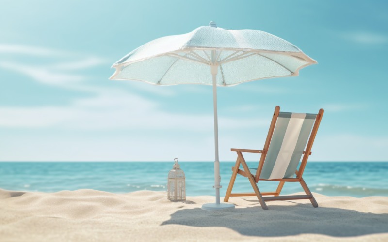 Beach summer Outdoor Beach chair with umbrella sunny day 250 Illustration
