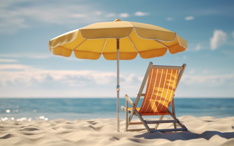 Beach summer Outdoor Beach chair with umbrella sunny day 252 Illustration