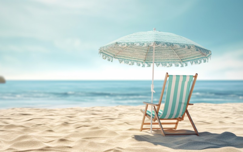 Beach summer Outdoor Beach chair with umbrella sunny day 256 Illustration