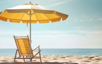 Beach summer Outdoor Beach chair with umbrella sunny day 257