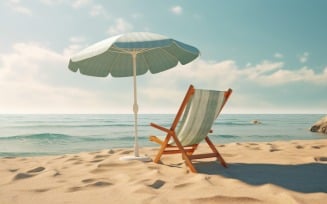 Beach summer Outdoor Beach chair with umbrella sunny day 260
