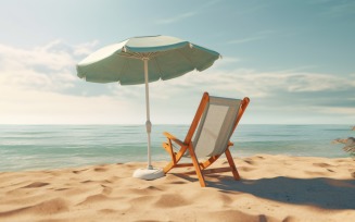 Beach summer Outdoor Beach chair with umbrella sunny day 263