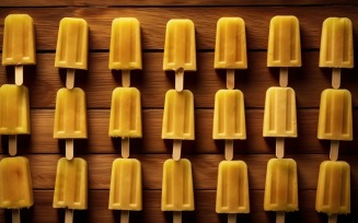 Pineapple popsicle on wooden background summer fruit concept 269
