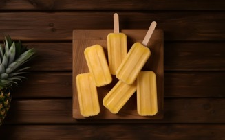 Pineapple popsicle on wooden background summer fruit concept 276