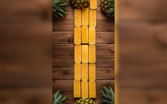 Pineapple popsicle on wooden background summer fruit concept277