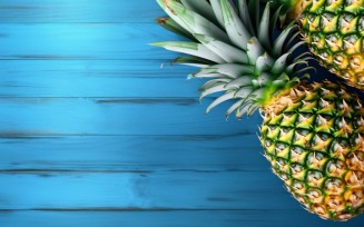 Slice pineapple with sticks on blue wooden background 283